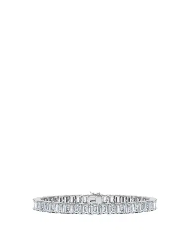 HauteCarat 18K Vertical Emerald Lab Grown Diamond Tennis Bracelet | Thumbnail 1 HauteCarat 18K Vertical Emerald Lab Grown Diamond Tennis Bracelet | Thumbnail 1