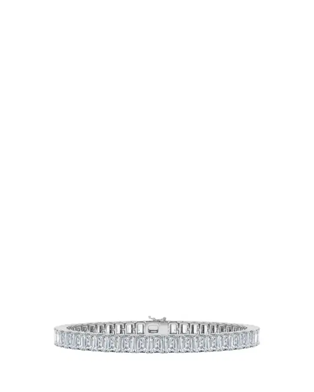 HauteCarat 18K Vertical Emerald Lab Grown Diamond Tennis Bracelet