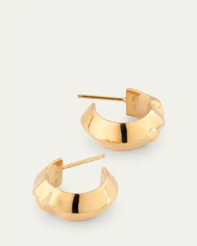 Lizzie Mandler Fine Jewelry 18K Yellow Gold Small Wave Hoop Earrings | Thumbnail 3 Lizzie Mandler Fine Jewelry 18K Yellow Gold Small Wave Hoop Earrings | Thumbnail 3