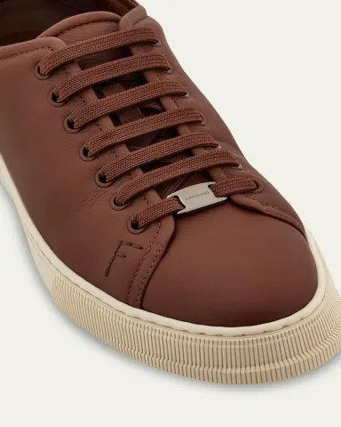 Ferragamo Men's Bruce Deerskin Leather Low-Top Sneakers | Thumbnail 5 Ferragamo Men's Bruce Deerskin Leather Low-Top Sneakers | Thumbnail 5