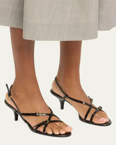 Miu Miu Vernice Strappy Leather Slingback Sandals | Thumbnail 2