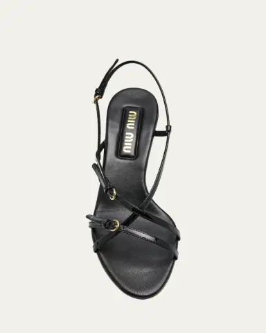 Miu Miu Vernice Strappy Leather Slingback Sandals | Thumbnail 5