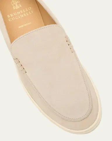Brunello Cucinelli Men's Hybrid Venetian Suede Slip-Ons | Thumbnail 18