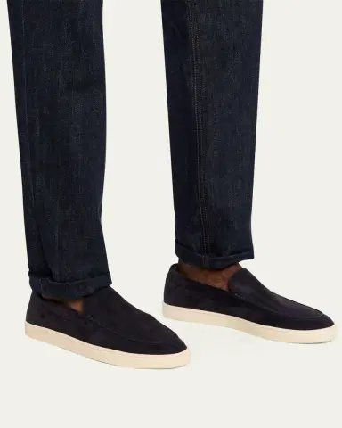 Brunello Cucinelli Men's Hybrid Venetian Suede Slip-Ons | Thumbnail 19