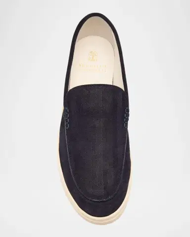 Brunello Cucinelli Men's Hybrid Venetian Suede Slip-Ons | Thumbnail 6
