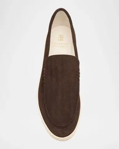 Brunello Cucinelli Men's Hybrid Venetian Suede Slip-Ons | Thumbnail 9