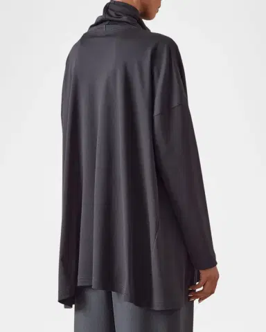 Eskandar Side Panelled Scrunch Neck T-Shirt (Long Length) | Thumbnail 2