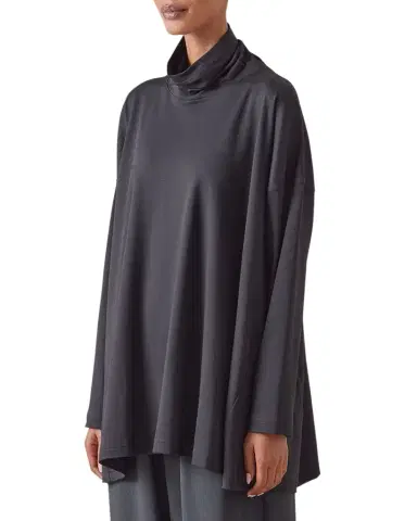 Eskandar Side Panelled Scrunch Neck T-Shirt (Long Length) | Thumbnail 1