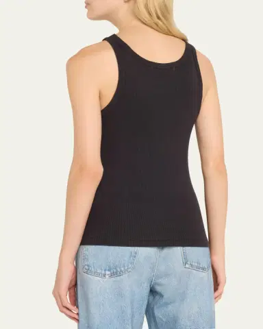 AMO Denim Long Ribbed Cotton Tank Top | Thumbnail 3