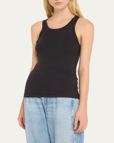 AMO Denim Long Ribbed Cotton Tank Top | Thumbnail 4