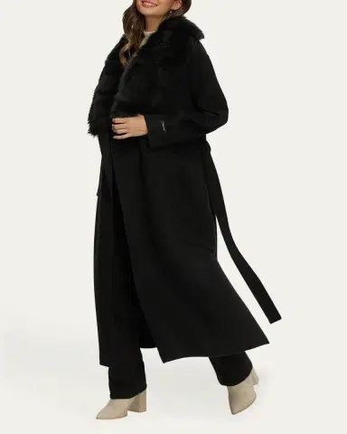 Gorski Loro Piana Double-Face Cashmere-Blend Coat with Detachable Merinillo Shearling Lamb Collar | Thumbnail 4 Gorski Loro Piana Double-Face Cashmere-Blend Coat with Detachable Merinillo Shearling Lamb Collar | Thumbnail 4