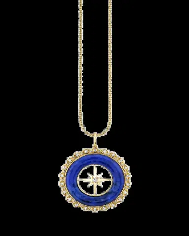 Sydney Evan 14K Yellow Gold Starburst Lapis and Diamond Pendant | Thumbnail 2