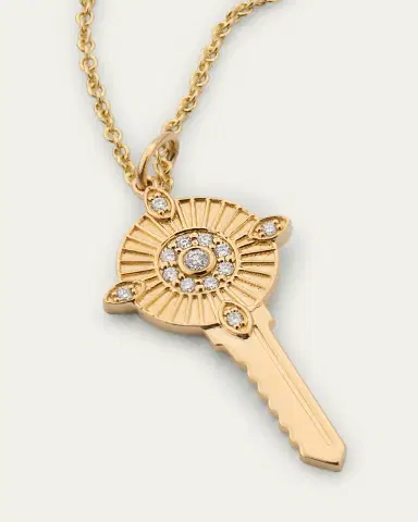 Sydney Evan Protection Key Charm on Cable Chain Necklace | Thumbnail 3