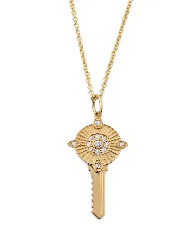 Sydney Evan Protection Key Charm on Cable Chain Necklace | Thumbnail 1