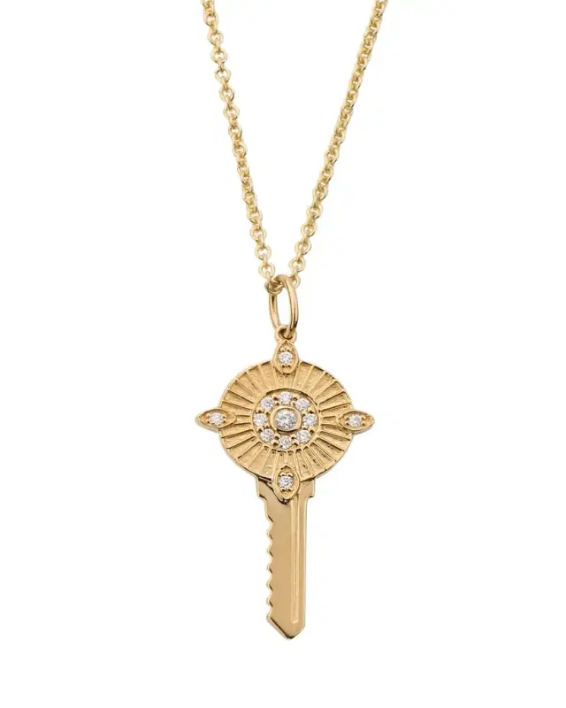 Sydney Evan Protection Key Charm on Cable Chain Necklace