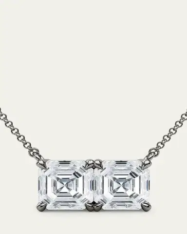 HauteCarat 18K Asscher Lab Grown Diamond Twin Necklace | Thumbnail 4 HauteCarat 18K Asscher Lab Grown Diamond Twin Necklace | Thumbnail 4