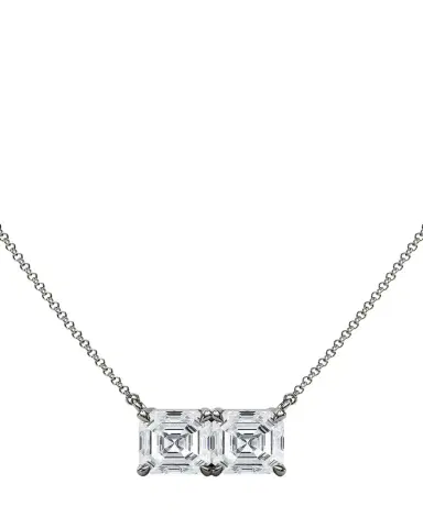 HauteCarat 18K Asscher Lab Grown Diamond Twin Necklace | Thumbnail 1 HauteCarat 18K Asscher Lab Grown Diamond Twin Necklace | Thumbnail 1