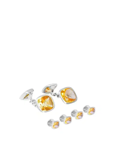 Tateossian Men's Silver Citrine Cufflinks and Shirt Studs Set | Thumbnail 1