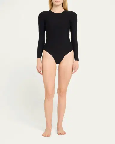 Commando Butter Long-Sleeve Crewneck Thong Bodysuit | Thumbnail 2
