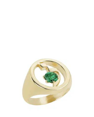 Procaccia Jewelry 18K Gold Hebrew LAMED Initial Signet Ring | Thumbnail 1