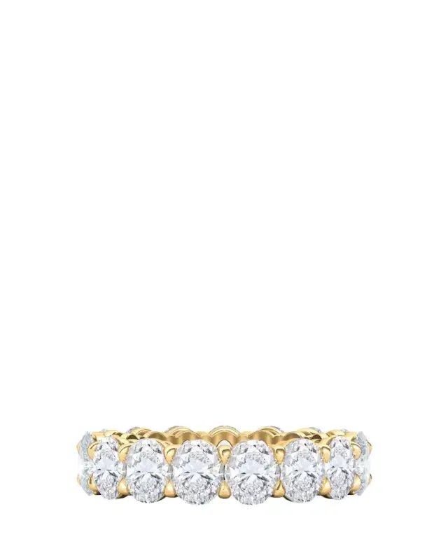 HauteCarat 18K Oval Cut Lab Grown Diamond Eternity Band, 7.5tcw