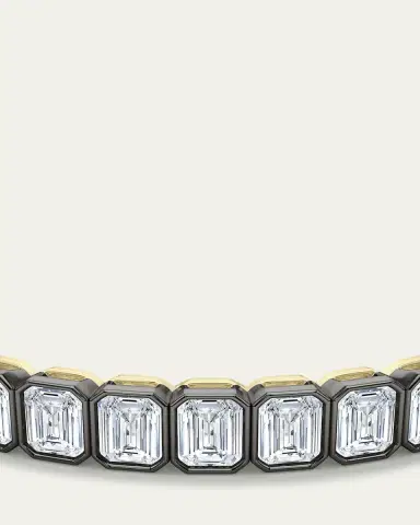 HauteCarat 18K Emerald Cut Bezel Lab Grown Diamond Tennis Bracelet | Thumbnail 4
