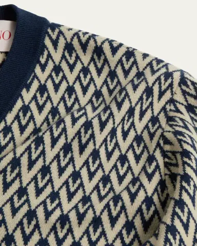 Valentino Garavani Men's V Jacquard Wool Sweater | Thumbnail 5