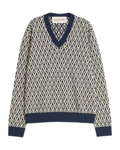 Valentino Garavani Men's V Jacquard Wool Sweater | Thumbnail 1