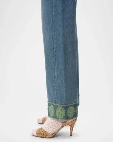 Valentino Garavani Embroidered Cuff Denim Pants | Thumbnail 4 Valentino Garavani Embroidered Cuff Denim Pants | Thumbnail 4
