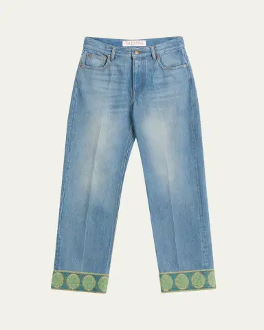 Valentino Garavani Embroidered Cuff Denim Pants | Thumbnail 5 Valentino Garavani Embroidered Cuff Denim Pants | Thumbnail 5
