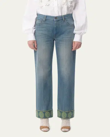 Valentino Garavani Embroidered Cuff Denim Pants | Thumbnail 6 Valentino Garavani Embroidered Cuff Denim Pants | Thumbnail 6