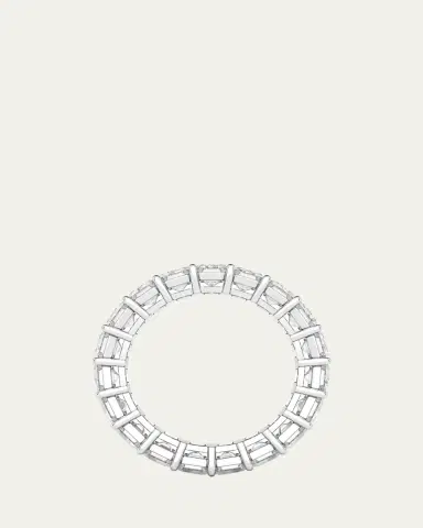 HauteCarat 18K Emerald Cut Lab Grown Diamond Eternity Band, 9.0tcw | Thumbnail 3
