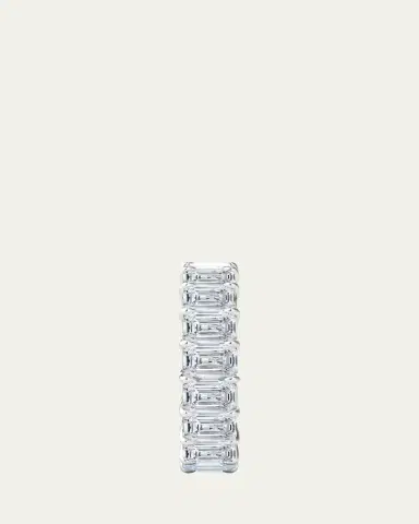 HauteCarat 18K Emerald Cut Lab Grown Diamond Eternity Band, 9.0tcw | Thumbnail 4