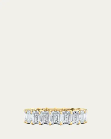 HauteCarat 18K Emerald Cut Lab Grown Diamond Eternity Band, 9.0tcw | Thumbnail 5