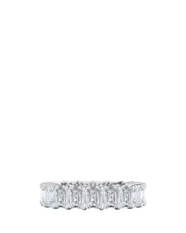 HauteCarat 18K Emerald Cut Lab Grown Diamond Eternity Band, 9.0tcw | Thumbnail 1