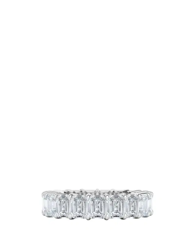 HauteCarat 18K Emerald Cut Lab Grown Diamond Eternity Band, 9.0tcw