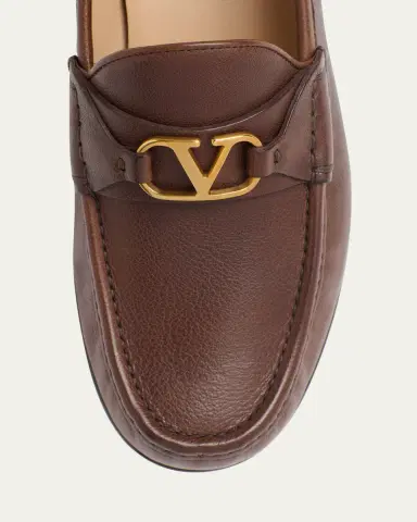 Valentino Garavani Men's VLogo Signature Leather Penny Loafers | Thumbnail 4 Valentino Garavani Men's VLogo Signature Leather Penny Loafers | Thumbnail 4
