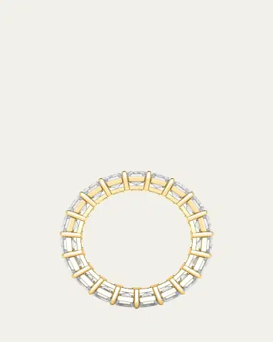 HauteCarat 18K Emerald Cut Lab Grown Diamond Eternity Band, 6.6tcw | Thumbnail 3