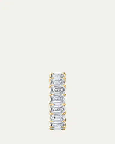 HauteCarat 18K Emerald Cut Lab Grown Diamond Eternity Band, 6.6tcw | Thumbnail 4