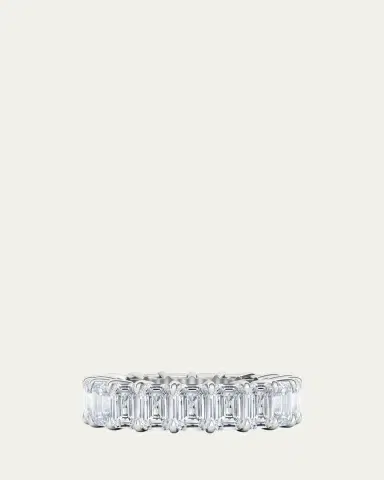 HauteCarat 18K Emerald Cut Lab Grown Diamond Eternity Band, 6.6tcw | Thumbnail 5