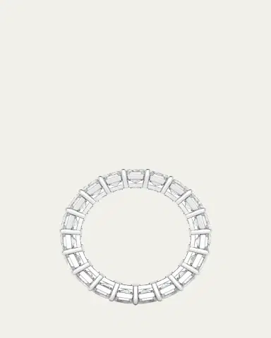 HauteCarat 18K Emerald Cut Lab Grown Diamond Eternity Band, 6.6tcw | Thumbnail 7