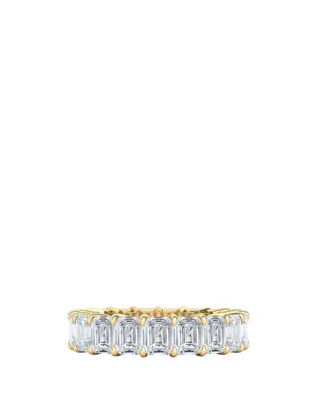 HauteCarat 18K Emerald Cut Lab Grown Diamond Eternity Band, .tcw