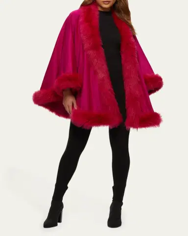 Gorski Cashmere Cape with Toscana Shearling Lamb Trim | Thumbnail 2 Gorski Cashmere Cape with Toscana Shearling Lamb Trim | Thumbnail 2
