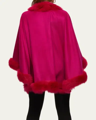 Gorski Cashmere Cape with Toscana Shearling Lamb Trim | Thumbnail 3 Gorski Cashmere Cape with Toscana Shearling Lamb Trim | Thumbnail 3