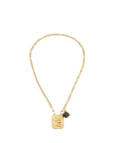 Marie Lichtenberg Dragon Scapular and Ebony Dado Pendants on Rosa Classic Chain Necklace | Thumbnail 1 Marie Lichtenberg Dragon Scapular and Ebony Dado Pendants on Rosa Classic Chain Necklace | Thumbnail 1