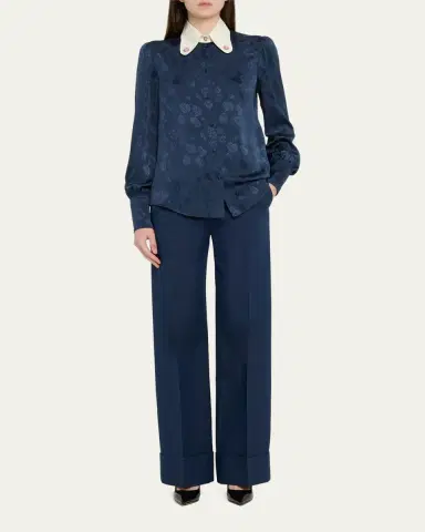 Valentino Garavani Cuffed Suiting Wool Trousers | Thumbnail 2