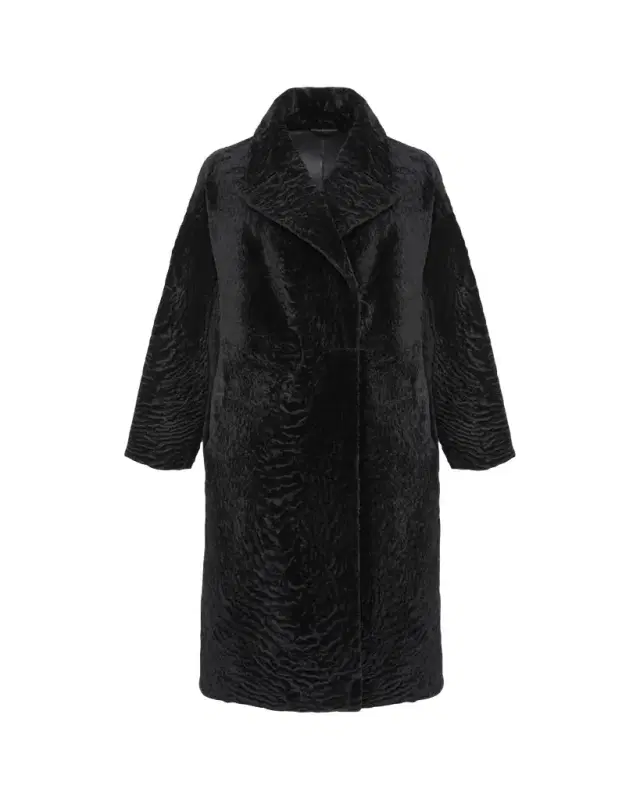 Gorski Reversible Textured Shearling Lamb Coat