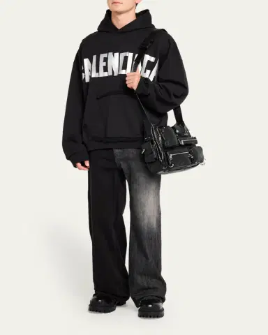 Balenciaga Men's Pierced Arena Lambskin Messenger Bag | Thumbnail 2