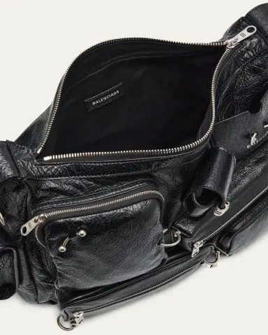 Balenciaga Men's Pierced Arena Lambskin Messenger Bag | Thumbnail 4