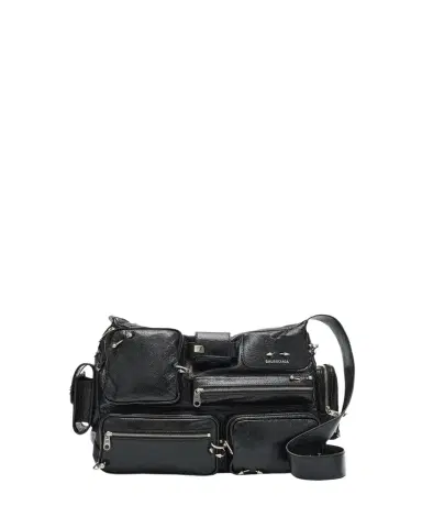 Balenciaga Men's Pierced Arena Lambskin Messenger Bag | Thumbnail 1